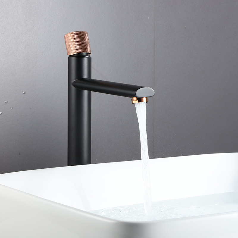 heightened black basin mixer