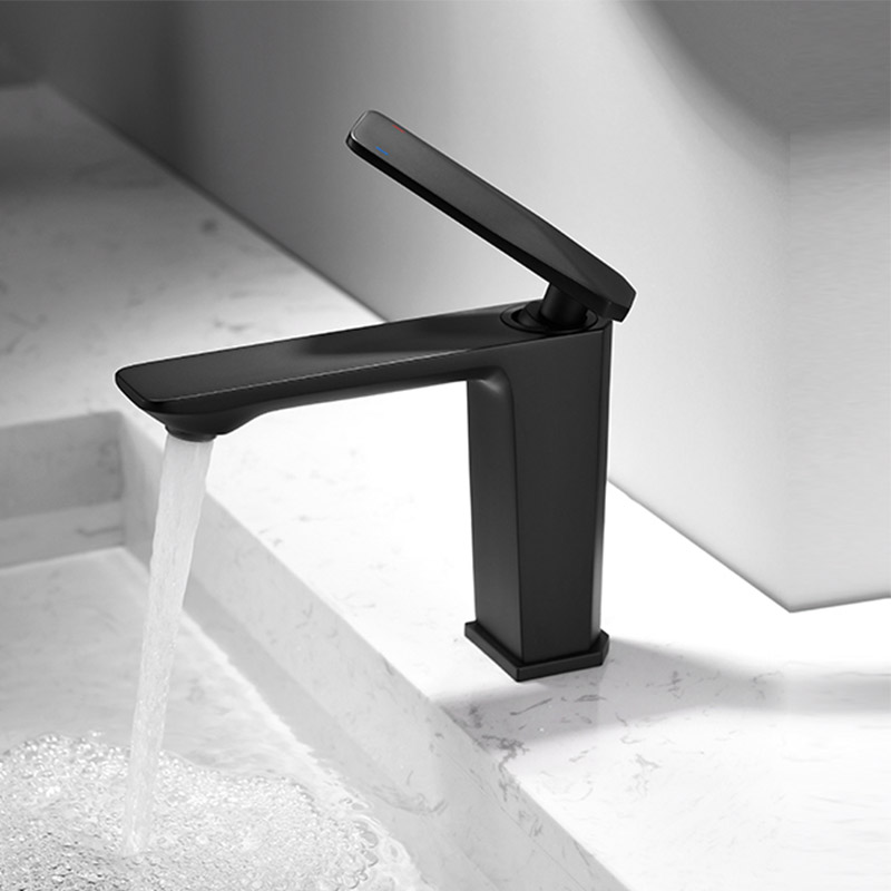 Tall black basin faucet