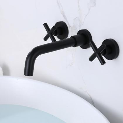 wall mount hot cold black concealed basin mixer