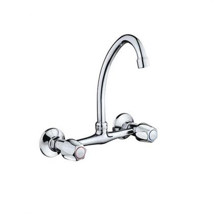 wall mounted dual handle hot cold kitchen water faucet