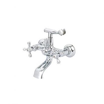 Wall mounted chrome bath taps